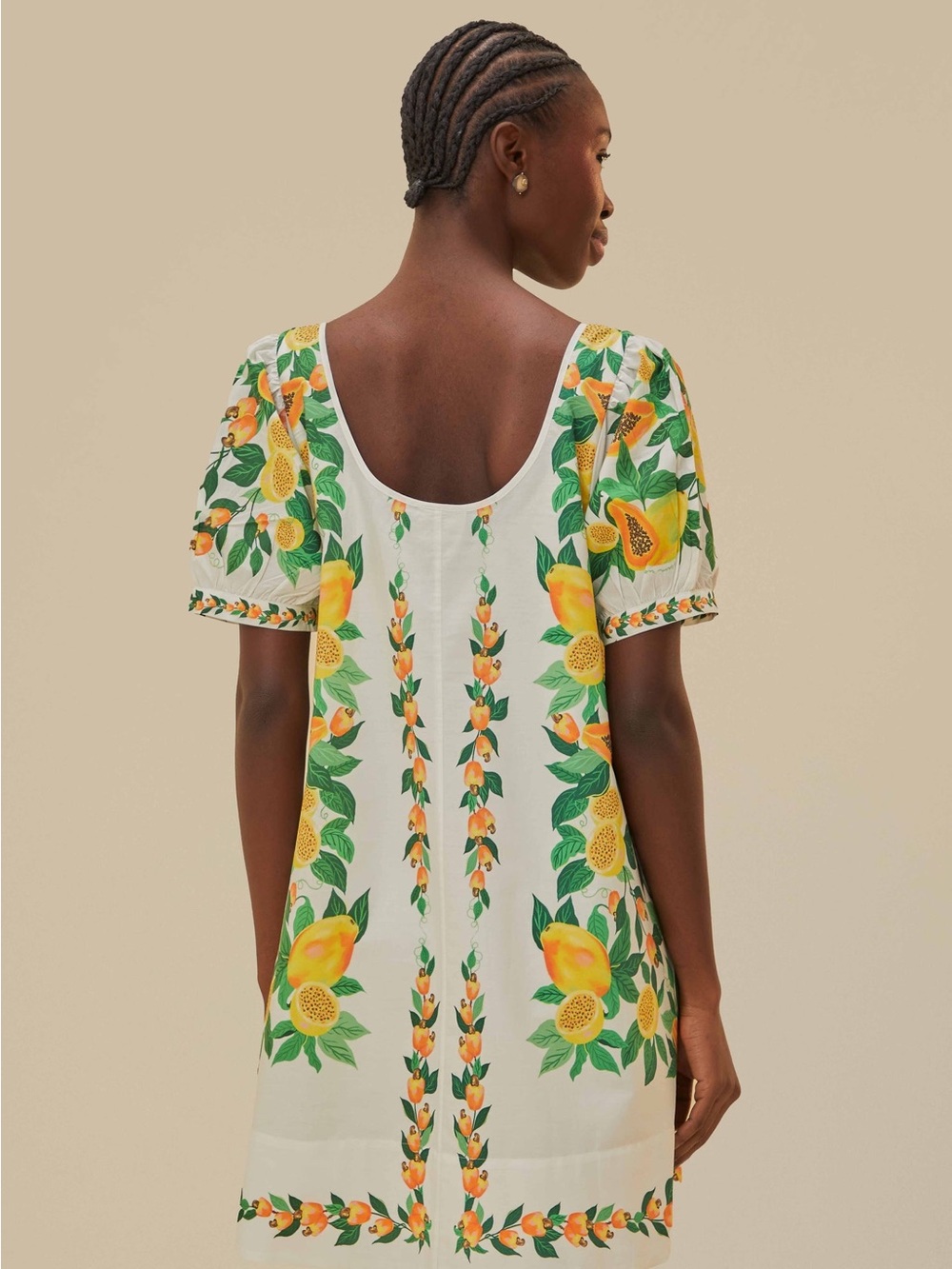 FARM Rio White 100% Cotton Dress w Tropical Fruit Print, NWT Recent Collection! - Picture 3 of 10